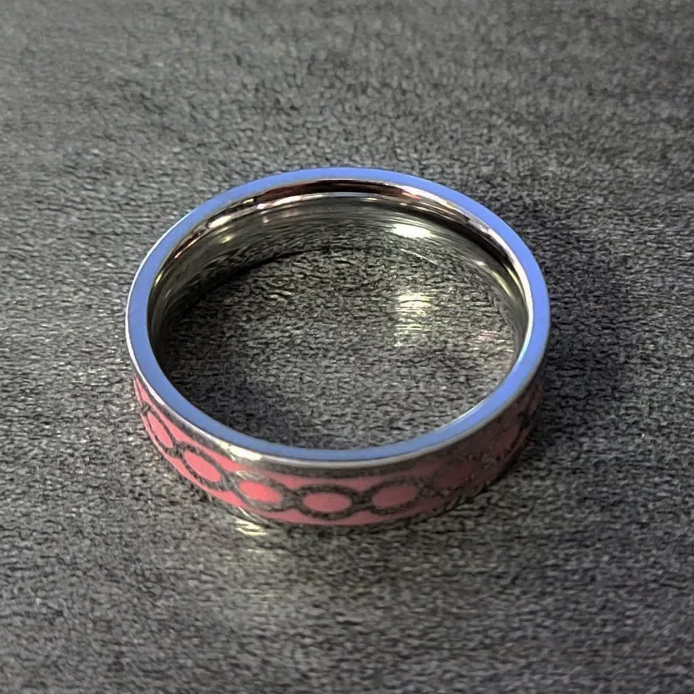 Women's Promise Ring - Pink Infinity Band - Wedding Band Ring